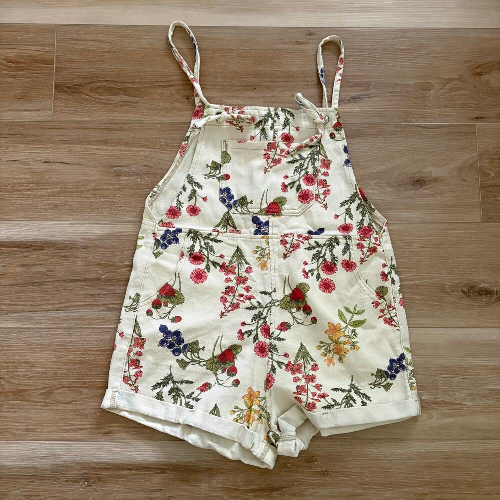 Cider Strawberry Print Shortalls XS